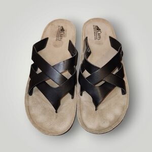 CLIFFS White Mountain Banksy Strappy Black Thong Sandals Women's Size 9.5